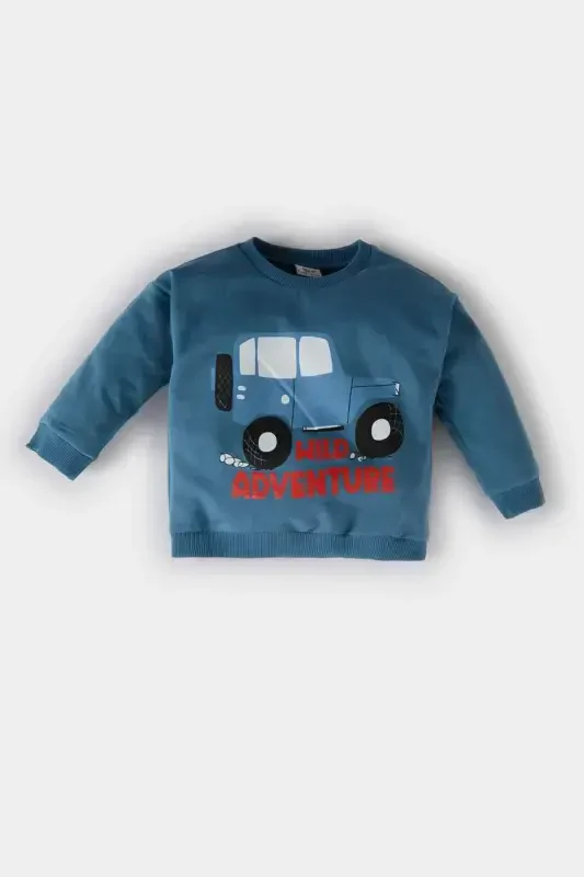 Boy's Baby Bicycle Neckline Print Sweatshirt - DEFACTO