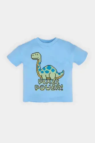 Boy's Baby Dinosaur Printed Short Sleeve T-Shirt E8477a525sm-Blue - 1
