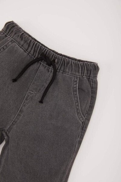 Boys' Baby Elastic Waistband Pocket Printed Jean Trousers Anthracite - 4