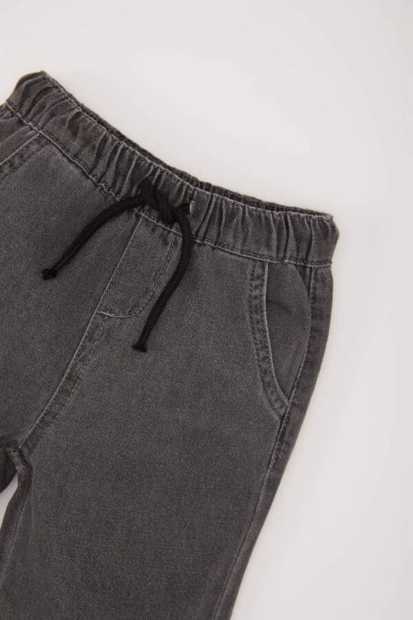 Boys' Baby Elastic Waistband Pocket Printed Jean Trousers Anthracite - 4