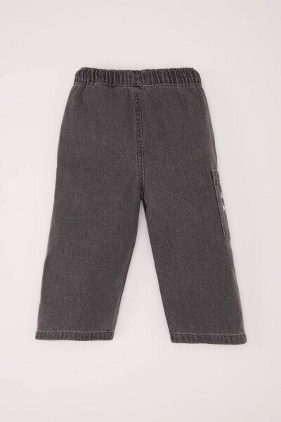 Boys' Baby Elastic Waistband Pocket Printed Jean Trousers Anthracite - 6