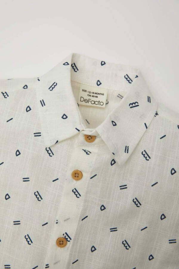 Boy's Baby Flag Poplin Patterned Short Sleeve Shirt White - 2