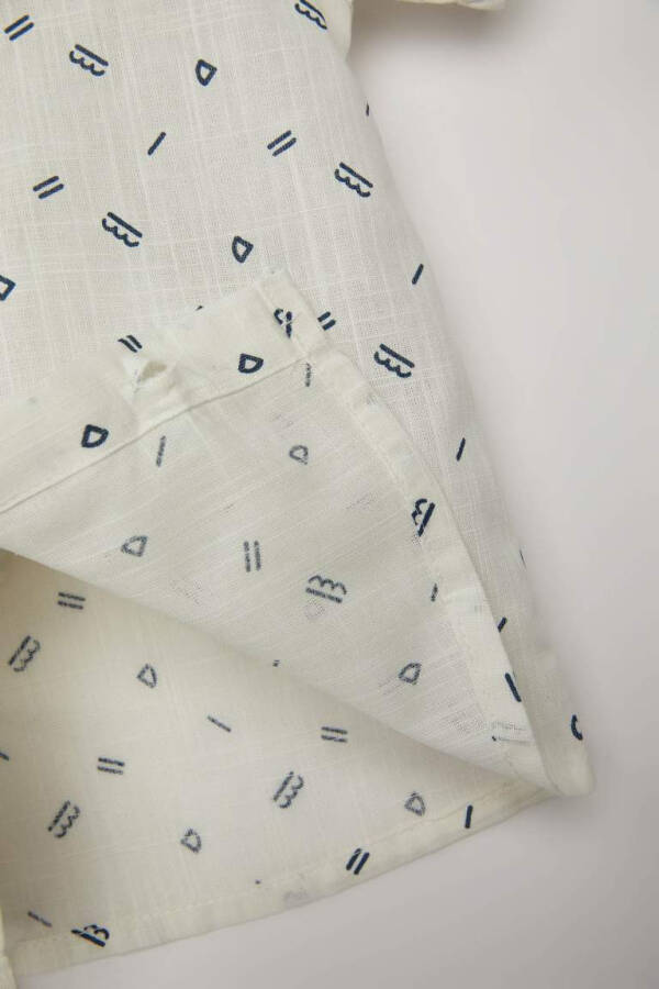 Boy's Baby Flag Poplin Patterned Short Sleeve Shirt White - 4