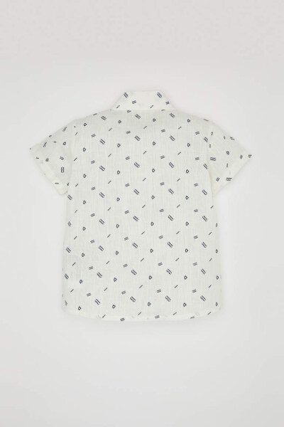 Boy's Baby Flag Poplin Patterned Short Sleeve Shirt White - 5