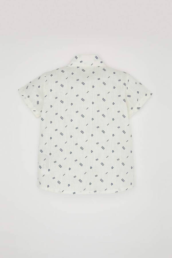 Boy's Baby Flag Poplin Patterned Short Sleeve Shirt White - 5