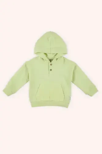 Boys Baby Hooded Green Sweatshirt-007 - 1