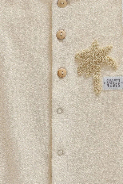 BOYS' BABY JUMPSUIT 100% COTTON PALM PATTERNED 2025 - CARAMELL (1)