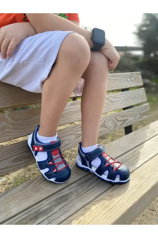 Boys Baby Orthopedic Summer Shoes Sandals-navy gray - 2