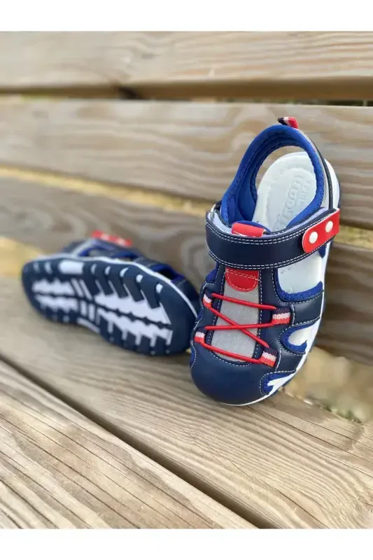 Boys Baby Orthopedic Summer Shoes Sandals-navy gray - 3