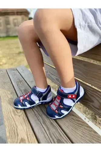 Boys Baby Orthopedic Summer Shoes Sandals-navy gray - 5