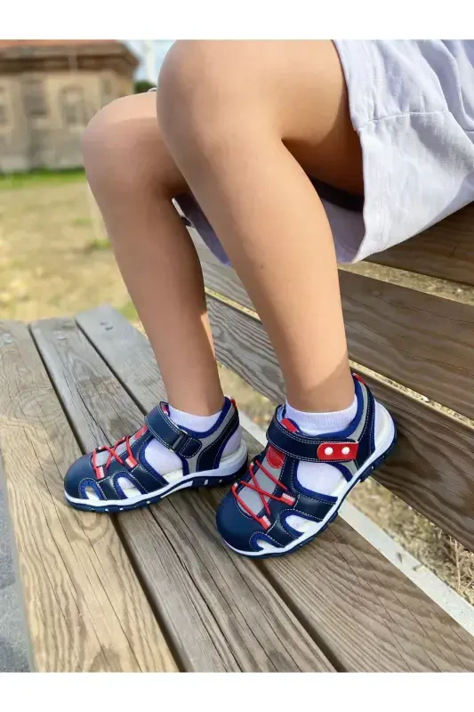 Boys Baby Orthopedic Summer Shoes Sandals-navy gray - 5