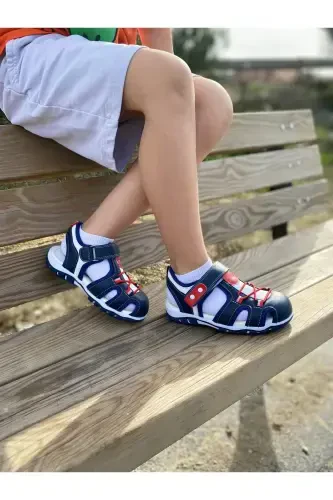 Boy's Baby Orthopedic Summer Shoes Sandals-navy wht - BIRCAN (1)