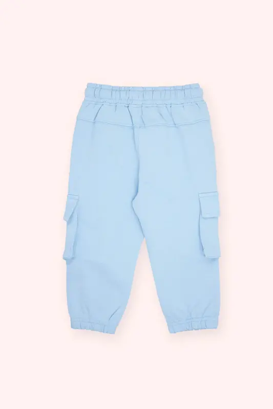 Boy's Baby Pocket Detailed Blue Tracksuit Bottoms-013 - 3