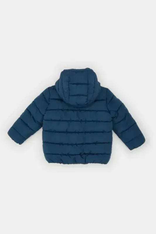 Boys Baby Waterproof Hooded Taffeta Padded Jacket-Indigo - 3