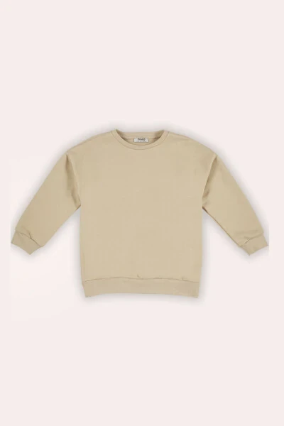 Boy's Back Print Detailed Beige Sweatshirt - Panço