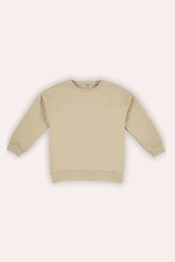 Boy's Back Print Detailed Beige Sweatshirt - 1