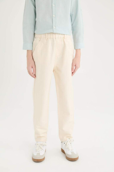 Boys Balloon Fit Standard Leg Twill Trousers Ecru - 5