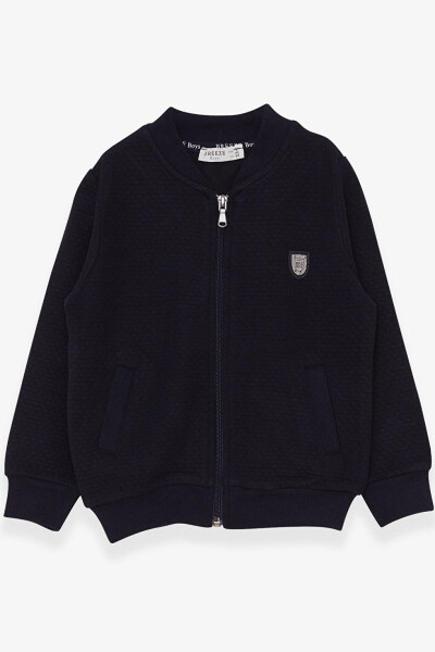 Boys' Basic Hoodie with Pocket and Emblem Navy (2-4 Years) - 12