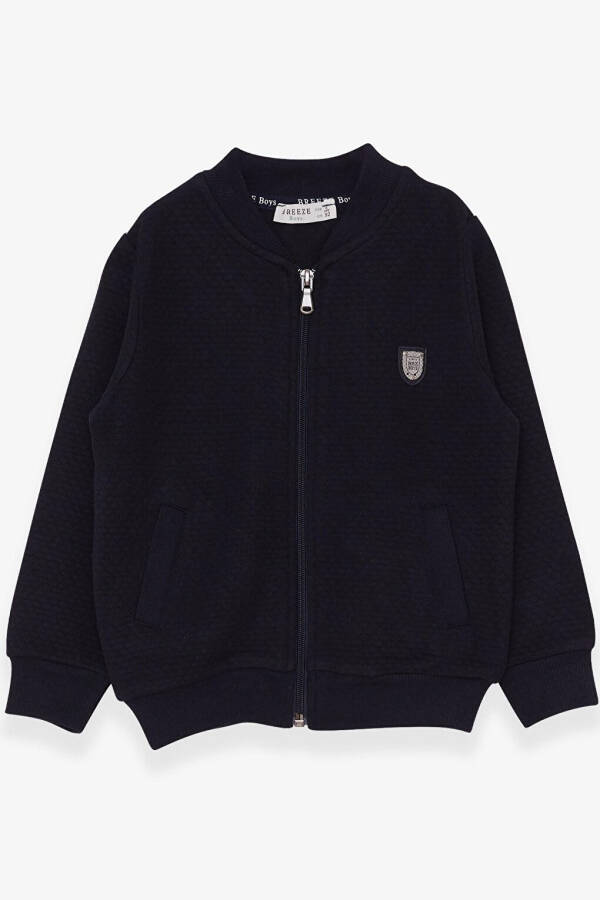 Boys' Basic Hoodie with Pocket and Emblem Navy (2-4 Years) - 12