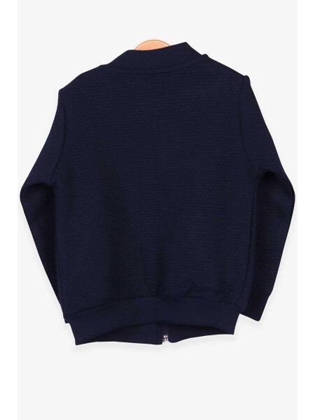 Boys' Basic Hoodie with Pocket and Emblem, Navy Blue (2-5 Years) - 8