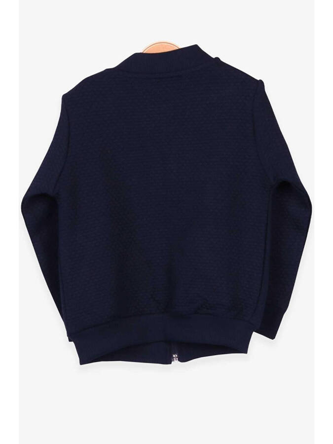 Boys' Basic Hoodie with Pocket and Emblem, Navy Blue (2-5 Years) - 8