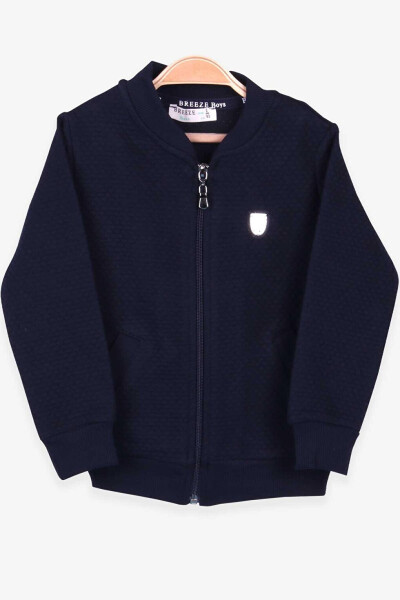 Boys' Basic Hoodie with Pocket and Emblem, Navy Blue (2-5 Years) - 10