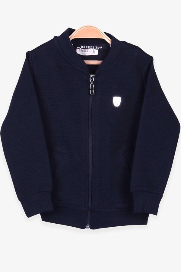 Boys' Basic Hoodie with Pocket and Emblem, Navy Blue (2-5 Years) - 10