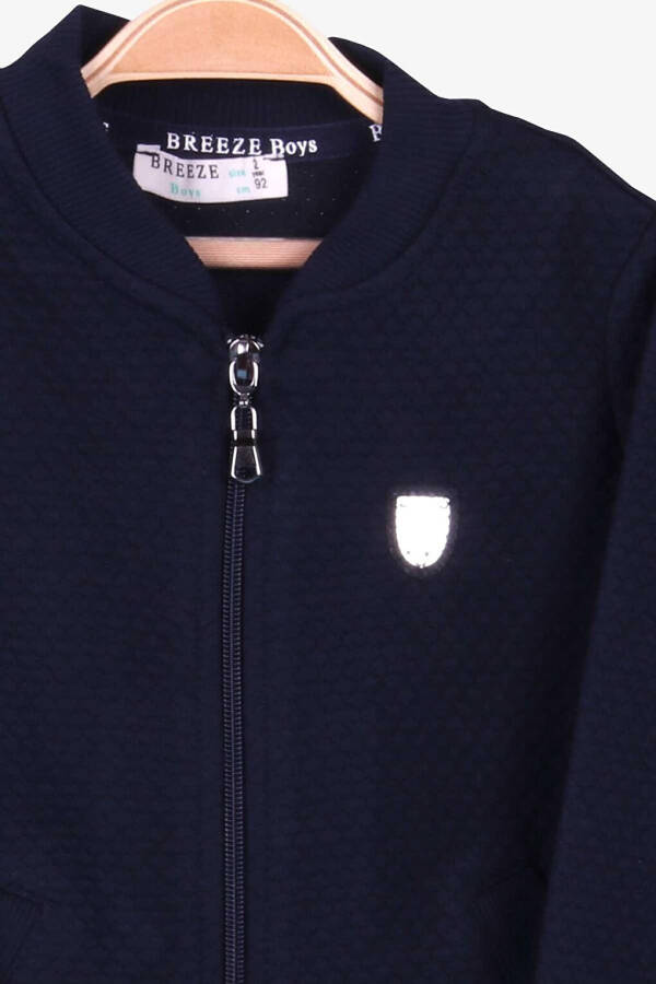 Boys' Basic Hoodie with Pocket and Emblem, Navy Blue (2-5 Years) - 12