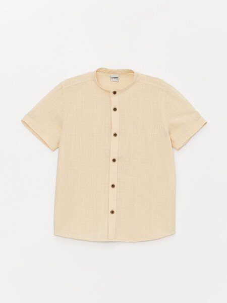 Boy's Basic Short Sleeve Shirt with Collar - 1