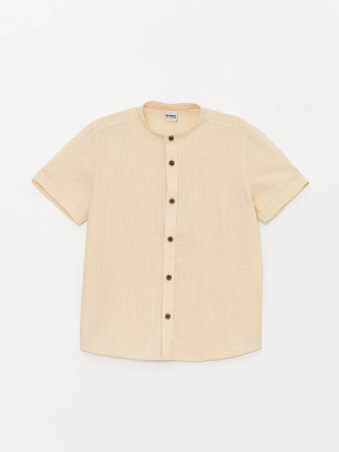 Boy's Basic Short Sleeve Shirt with Collar - 1