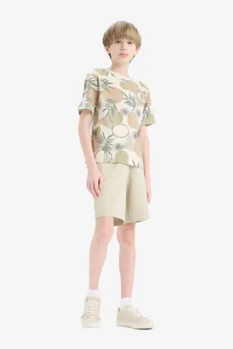 Boys Basic Shorts Light Khaki - DEFACTO (1)