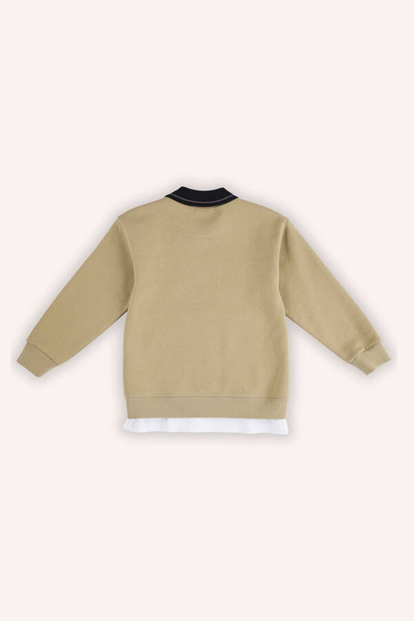 Boys' Beige Sweatshirt with Collar - 2