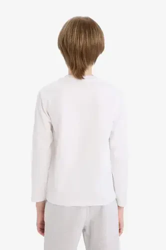 Boys' Bicycle Collar Long Sleeve Basic T-Shirt White - 6