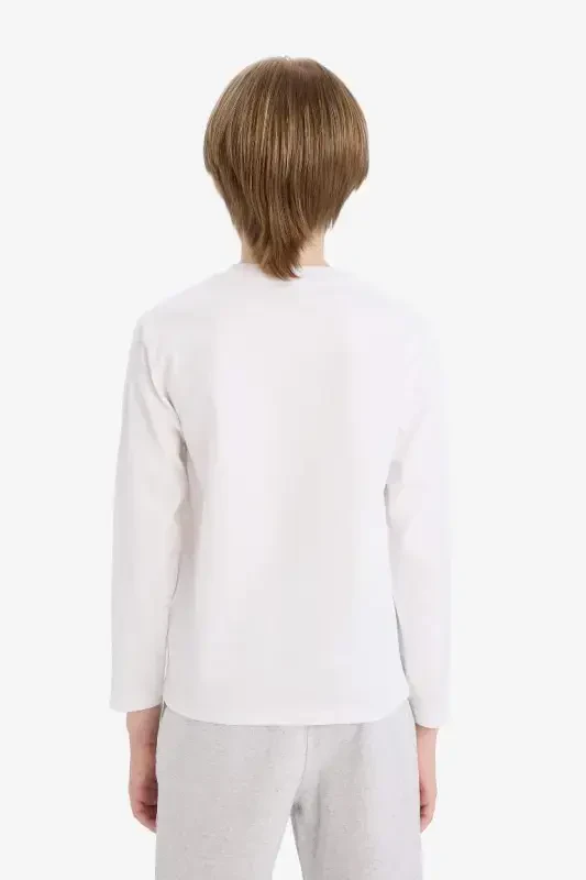 Boys' Bicycle Collar Long Sleeve Basic T-Shirt White - 6