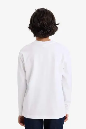 Boys' Bicycle Collar Long Sleeve Basic T-Shirt White - 5