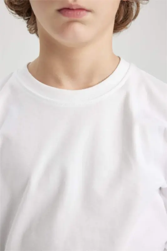 Boys' Bicycle Collar Long Sleeve Basic T-Shirt White - 5
