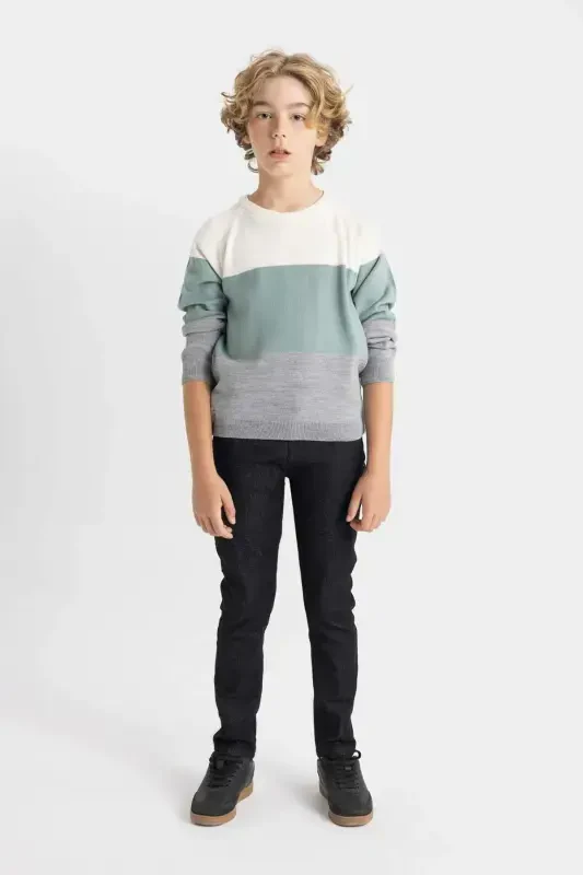 Boys' Bicycle Neck Knit Sweater C8115A824WN - 2