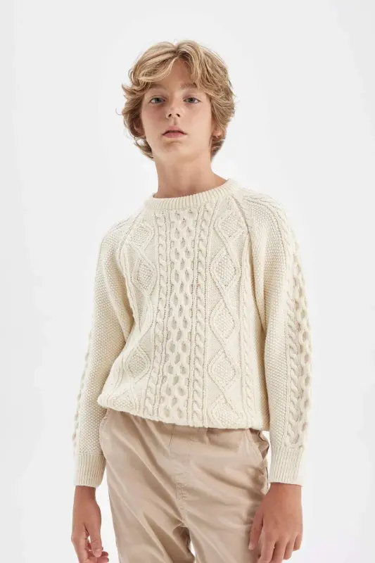 Boys' Bicycle Neck Knit Sweater D0320A824WN - 1