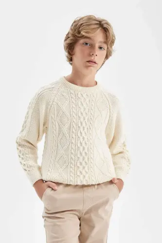 Boys' Bicycle Neck Knit Sweater D0320A824WN - 3
