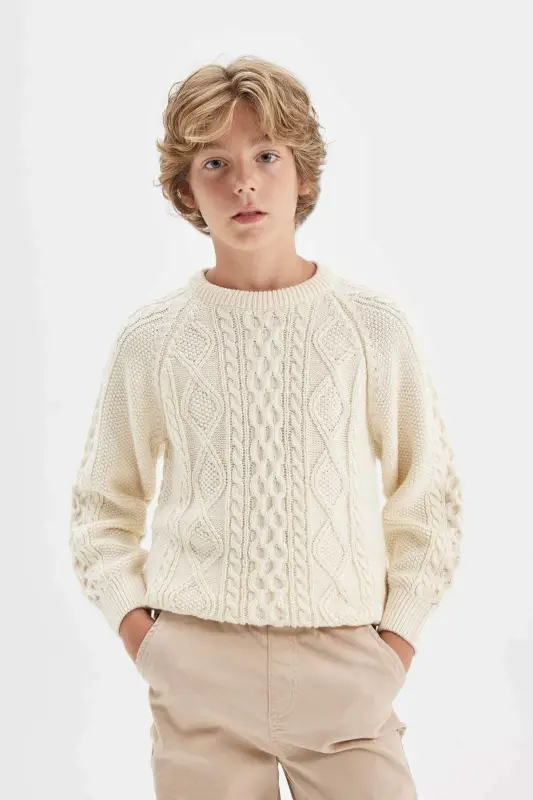 Boys' Bicycle Neck Knit Sweater D0320A824WN - 4