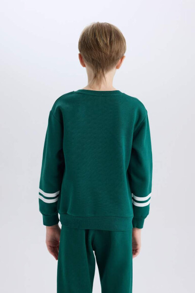 Boys Bicycle Neck Printed Sweatshirt Dark Green - 6