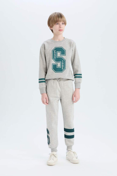 Boys Bicycle Neck Printed Sweatshirt Grey Melange - 2