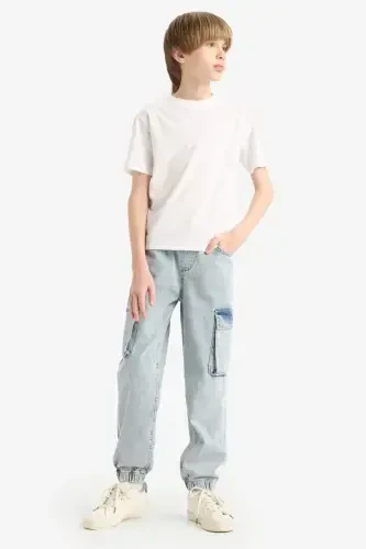 Boys' Bicycle Neck Short Sleeve T-Shirt White - DEFACTO (1)