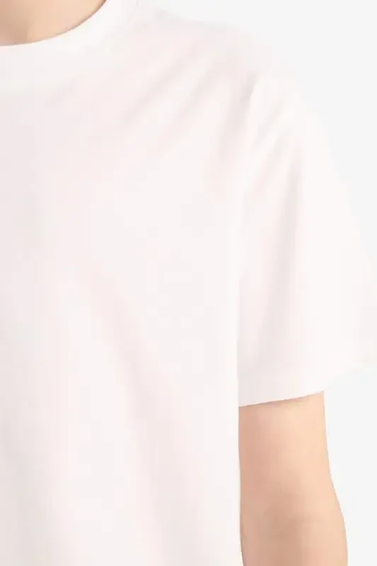 Boys' Bicycle Neck Short Sleeve T-Shirt White - 5