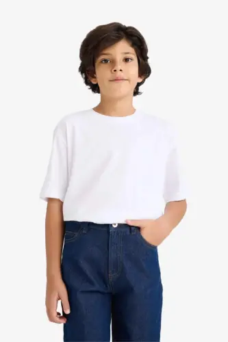 Boys' Bicycle Neck Short Sleeve T-Shirt White - 3