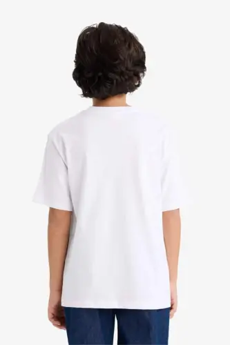 Boys' Bicycle Neck Short Sleeve T-Shirt White - 5