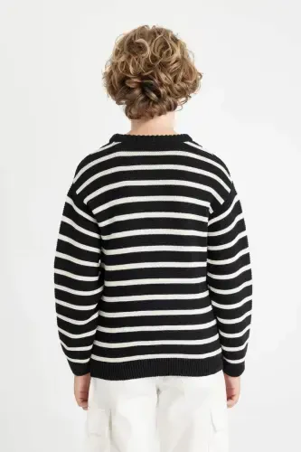 Boys' Bicycle Neck Striped Sweater C2297A824WN - 6