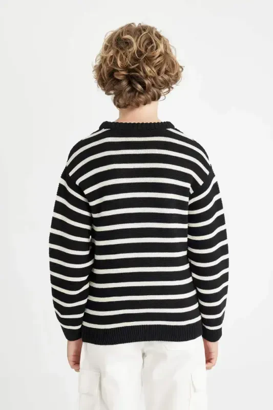 Boys' Bicycle Neck Striped Sweater C2297A824WN - 6