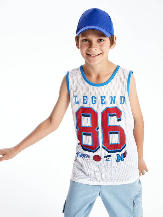 Boy's Bike Collar Printed Tank Top - 8