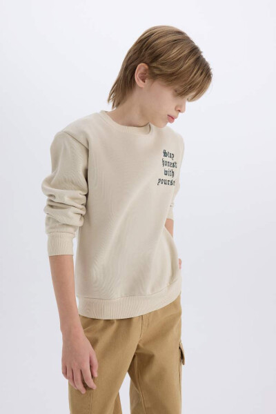 Boys Bike Crewneck Sweatshirt in Beige - 3